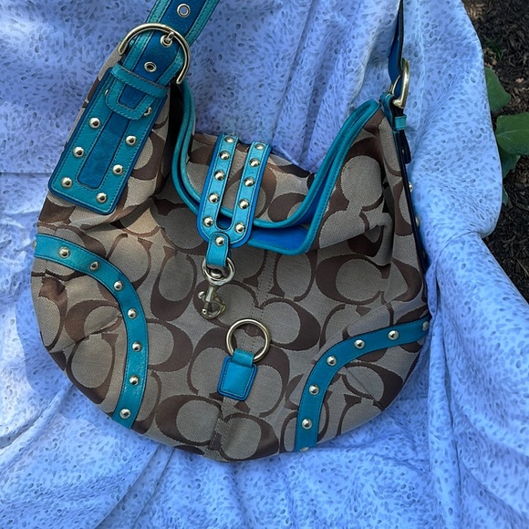 Coach Bags Vintage Coach Purse With Turquoise Leather Details And
